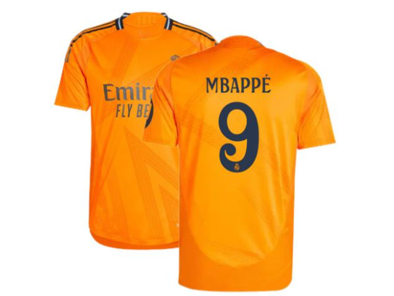 Real Madrid Kylian Mbappe 2024 Away Orange 9