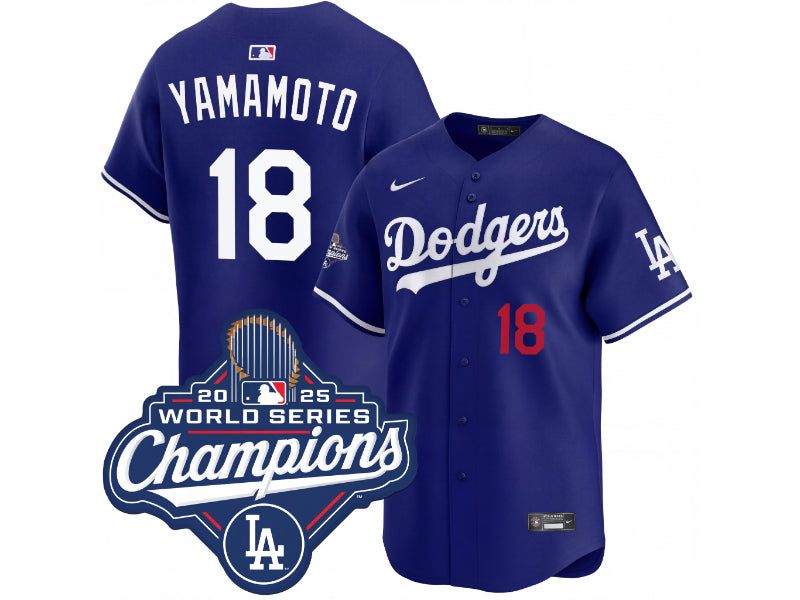 Los Angeles Dodgers Yoshinobu Yamamoto World Championship Blue 18