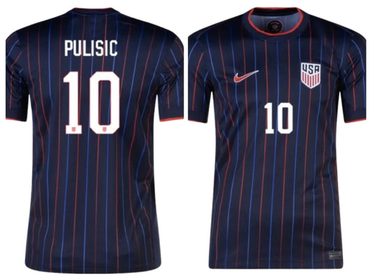Team USA Christian Pulisic Away Blue Striped 10