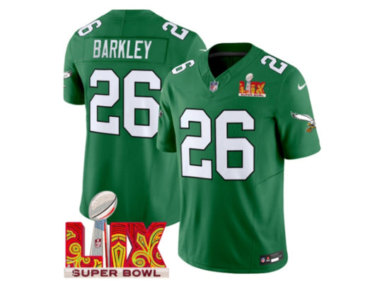 Philadelphia Eagles Saquon Barkley Kelly Green Super Bowl LIX 26