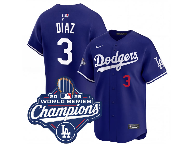 Los Angeles Dodgers Edwin Diaz World Championship Blue 3