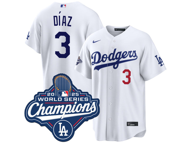 Los Angeles Dodgers Edwin Diaz World Championship White 3
