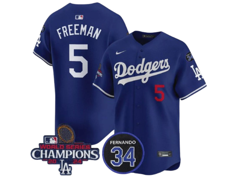 Los Angeles Dodgers Freddie Freeman World Champions Blue 5