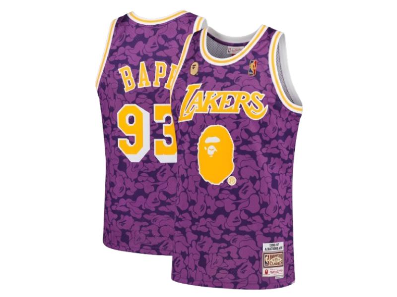 BAPE x Mitchell & Ness Lakers ABC Basketball Swingman Purple 93
