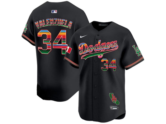 Los Angeles Dodgers Fernando Valenzuela Black Sarape 34