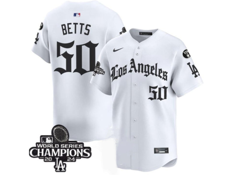 Los Angeles Dodgers Mookie Betts Gothic White 50
