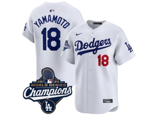 Los Angeles Dodgers Yoshinobu Yamamoto 2025 World Series Champions White 18