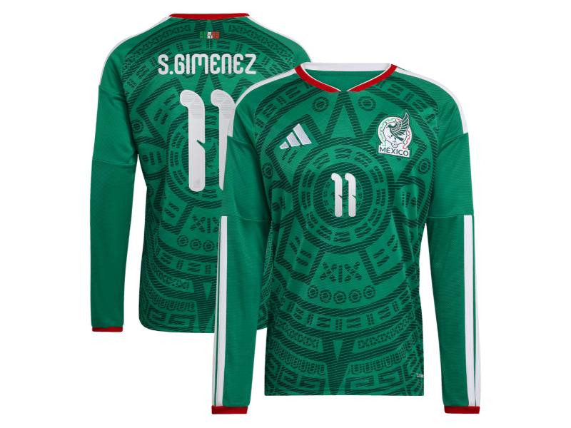 Mexico 2026 World Cup Home Santiago Gimenez Long Sleeve Green 11
